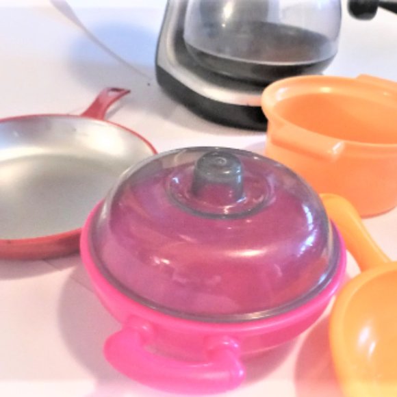 DOLL HOUSE Dishes Pots Pans Coffee Make Playhouse Pretend Play Kids Playhouse - Picture 4 of 7